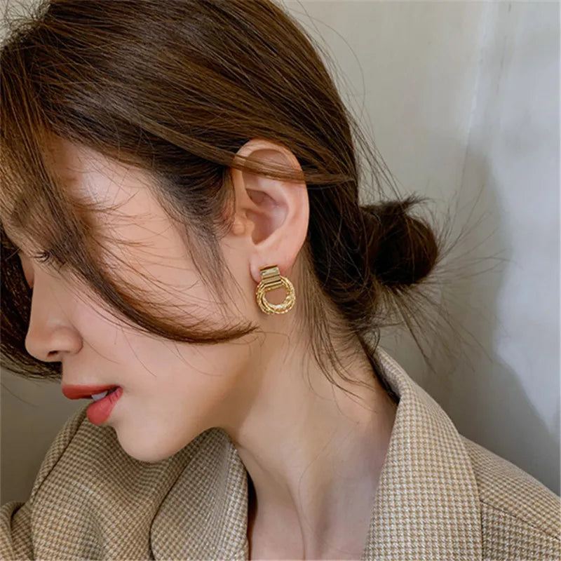 Small Circle Stud Earrings Korean Jewelry