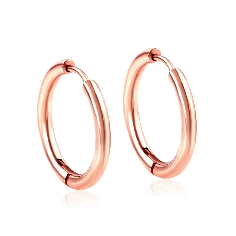 2Pcs Small Hoop Earrings , Stainles Steel Round Circle