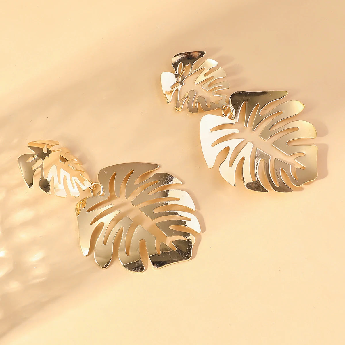 Gold Hollow Leaf Earrings