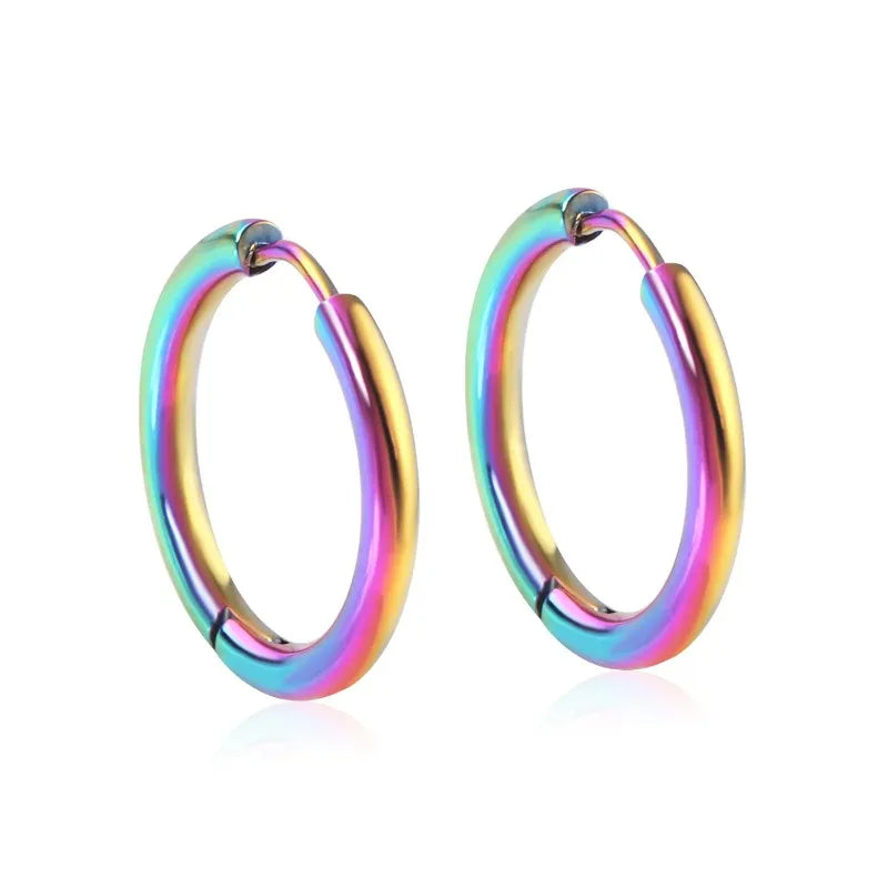 2Pcs Small Hoop Earrings , Stainles Steel Round Circle