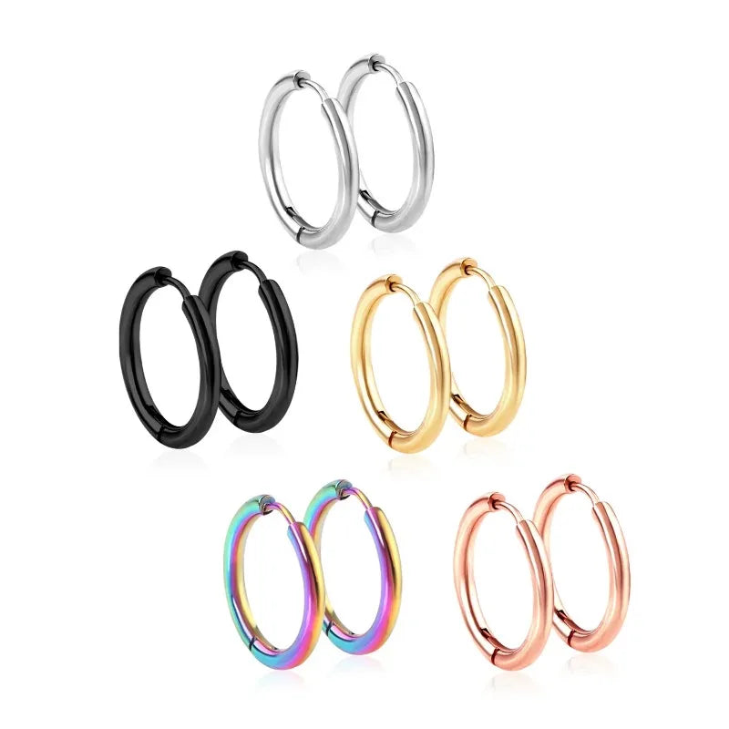 2Pcs Small Hoop Earrings , Stainles Steel Round Circle