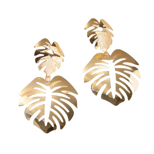 Gold Hollow Leaf Earrings