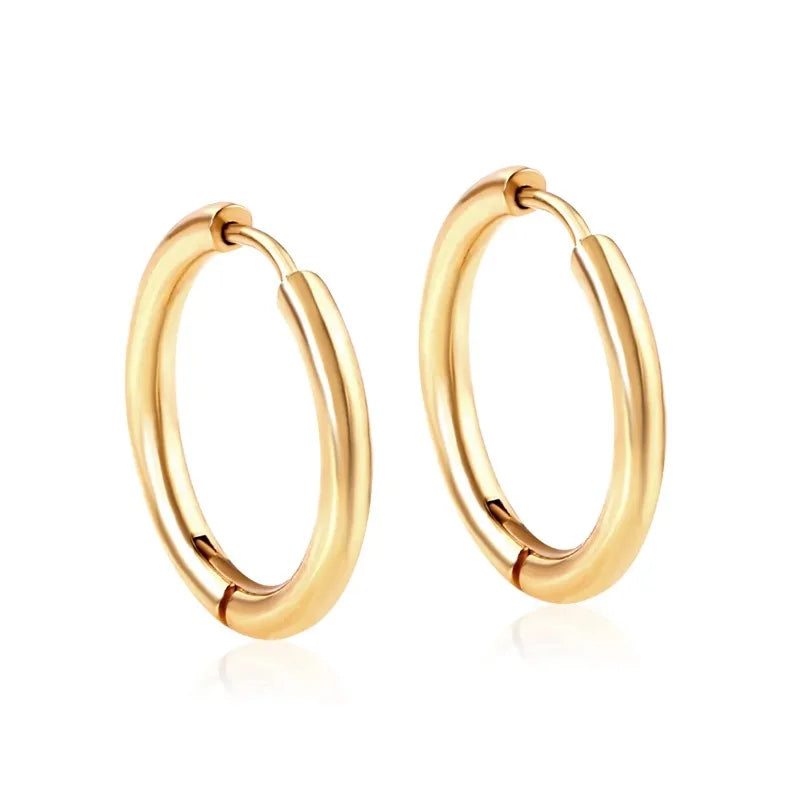 2Pcs Small Hoop Earrings , Stainles Steel Round Circle