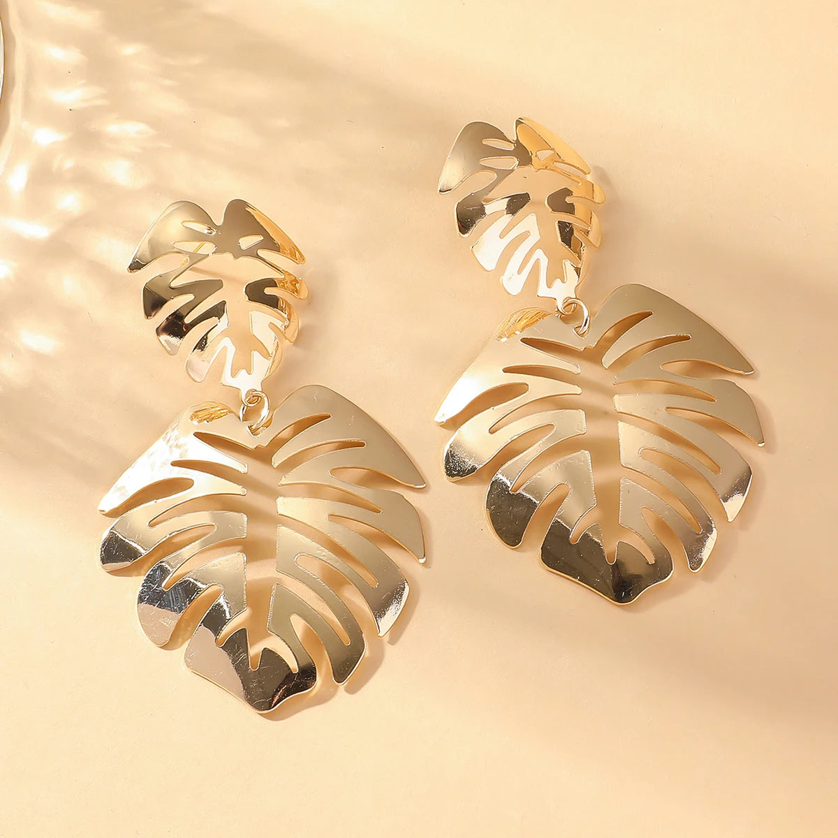 Gold Hollow Leaf Earrings